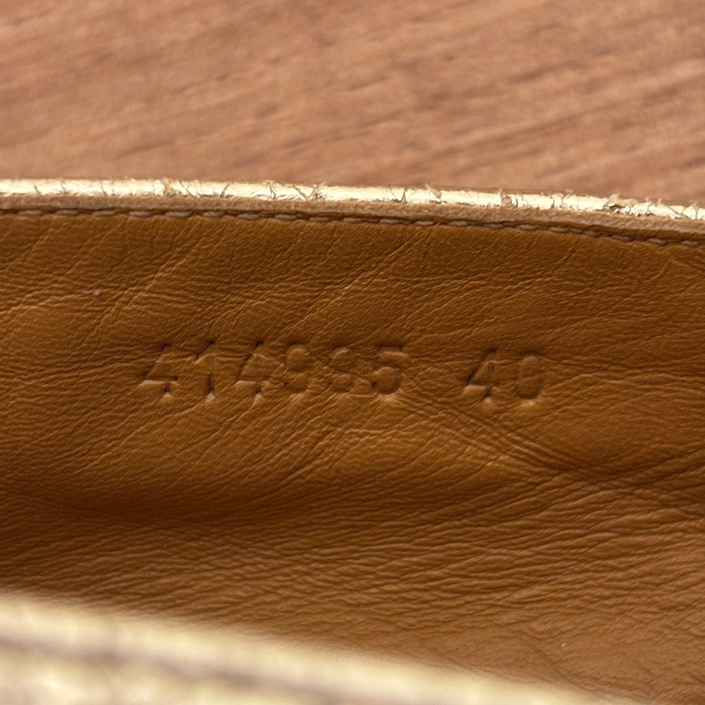 GUCCI Crinkled Leather Web Pilar Bee Espadrille Flat Gold Women Size 40 Slip On - Picture 3 of 14
